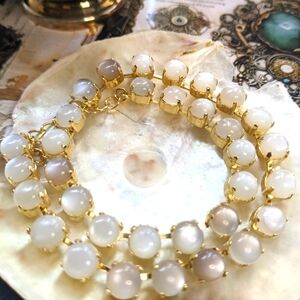Genuine Moonstone Necklace & Earrings in 14k Gold Plated or Silver